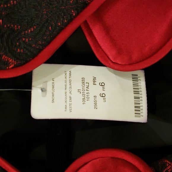 Bebe Tiana Red Black Lace Jacquard Satin Blazer STILL AVAILABLE - Picture 3 of 4